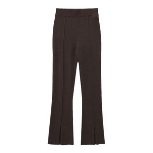 【可机洗黄金羊毛】OVV Outlet秋冬女装开衩微喇罗纹羊毛针织裤