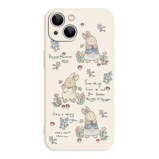 花丛里的小兔iPhone17promax苹果16小米15华为mate70pro新款pura80女生可爱oppo适用14荣耀400vivo全包手机壳