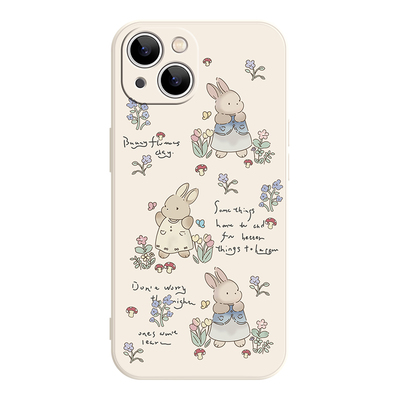 花丛里的小兔iPhone17promax苹果16小米15华为mate70pro新款pura80女生可爱oppo适用14荣耀400vivo全包手机壳
