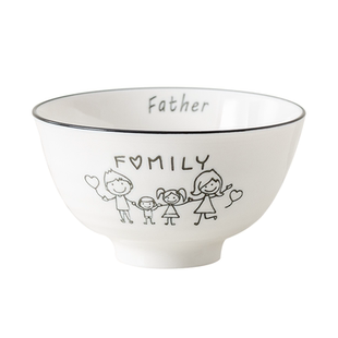 雅诚德一家三口陶瓷饭碗家用餐具套装儿童碗亲子碗个人专用米饭碗