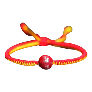 朱砂手串朱砂原石珠手链原矿编织七彩绳手链本命年男女士