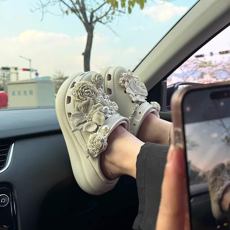 山茶花洞洞鞋花配饰鞋扣云朵泡芙可拆卸高级可爱立体卡通diy配件