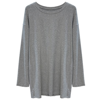 欧货大版配鲨鱼裤t恤衫2026春季中长款弹力亲肤舒适内搭宽松长袖