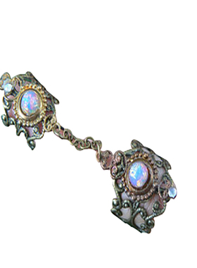 手作维多利亚彩虹宝石双环美甲戒