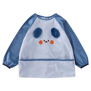 秋冬男女宝宝罩衣防水防脏污反穿衣幼儿园吃饭围兜保暖灯心绒围裙