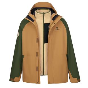 骆驼火山羽绒服男冬季2025新款外套女情侣短款连帽黑色面包服