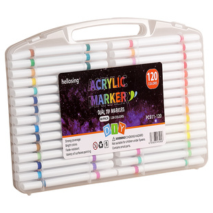 丙烯马克笔小学生美术专用水彩笔不透色可叠色幼儿园双头双色彩笔画画儿童彩色画笔拍立得涂鸦笔绘画笔可水洗