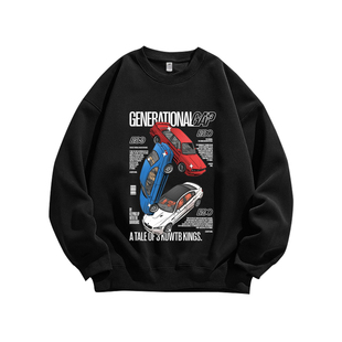 宝马MPOWER德系改装文化E90纯棉圆领卫衣服男装宽松休闲复古印花