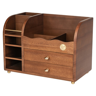 化妆品收纳盒桌面高级感梳妆台收纳架实木质护肤品口红香水置物架