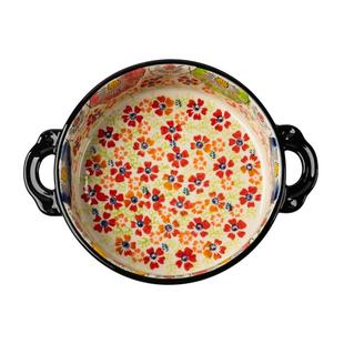 波兰陶瓷碗复古餐具家用双耳碗汤碗大碗面碗个人专用烤箱专用烤碗