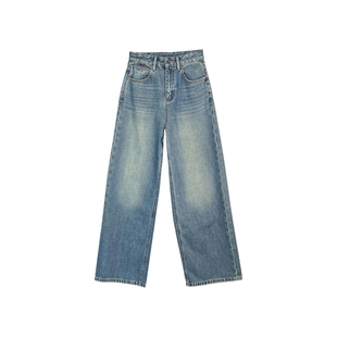 高阶时髦感!~复古垂感大阔腿牛仔裤女春季新款宽松遮肉显瘦长裤