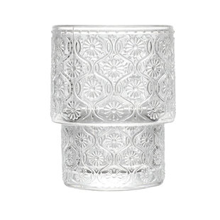 YUKI海棠花开 中古风浮雕玻璃花纹复古杯子酒杯 可叠啤酒杯ins风