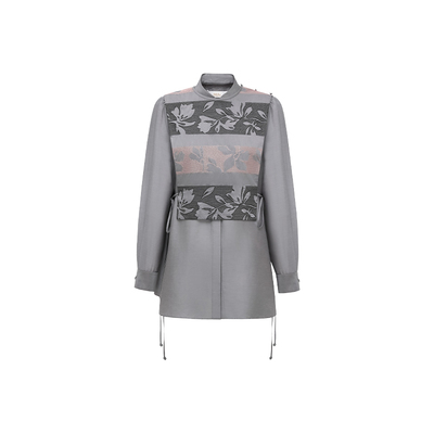 HUI卉桑蚕丝棉玉兰刺绣中式衬衫