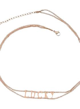 女lucky英文字母项链短款颈带