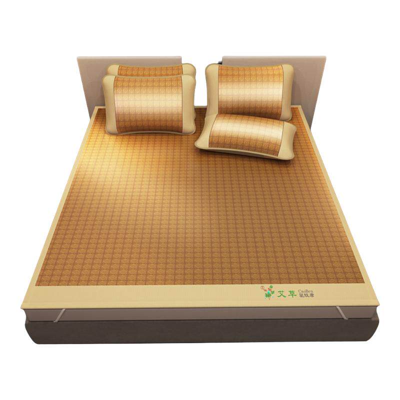 艾草冰丝绣花宽边可机洗凉席三件