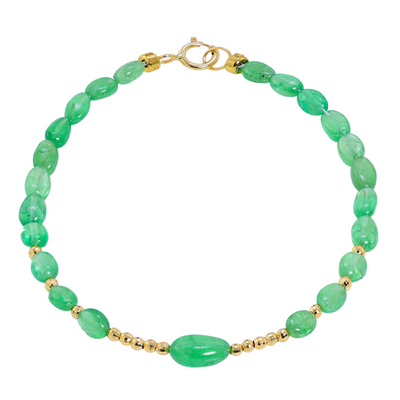 若华珠宝抹青 素面沙弗莱石榴石手链女18K金彩宝手串手饰礼物定制