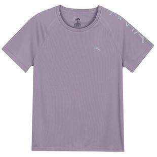 安踏速干短袖女夏季薄款冰丝凉感纯色t恤圆领休闲宽松透气运动服