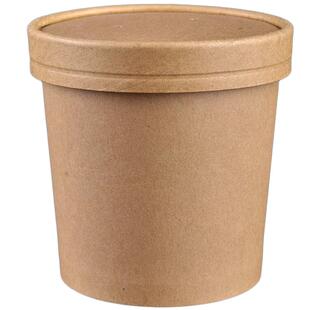 上海商吉牛皮纸打包碗一次性汤桶腊八粥桶冰糖烤梨打包盒炖雪梨桶