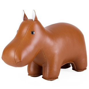 台湾zuny憨厚河马先生犀牛大叔纸镇书挡门挡摆件皮质玩偶创意礼物