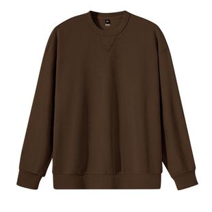 班尼路咖色美式复古倒三角圆领卫衣男春新款欧棉绒宽松男士上衣A