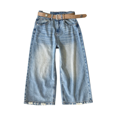 阔腿八分牛仔裤2026春夏薄料宽松