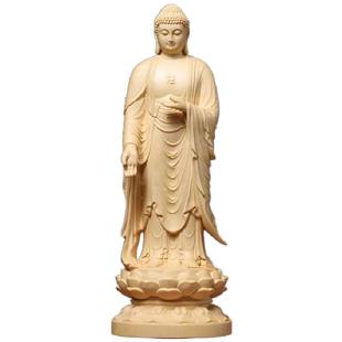 佛陀摆件实木雕刻大日如来木雕佛祖侍者迦叶阿难尊者桧木玄关供奉