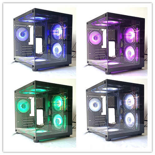 海景房机箱无立柱曲面全景侧透240水冷电脑主机箱MATX板迷你外壳