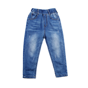 斯潘古尔男童牛仔长单裤2025秋冬款简单大方偏修身中大童儿童裤子