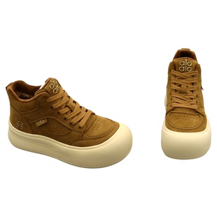 真皮高帮鞋女大棉鞋2025冬季娃娃头加绒保暖厚底休闲鞋女高邦板鞋