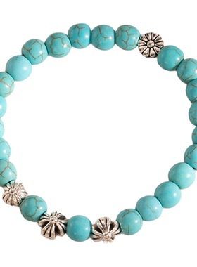 新中式仿绿松石串珠弹力绳手饰 复古民族风波西米亚时尚气质手串