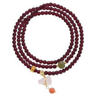 白鹿同款天然石榴石多圈叠戴手链女2026新款轻奢小众精致手串手饰