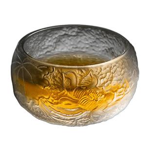 日式琉璃主人杯 古法脱蜡大号单杯功夫茶道品茗茶具小茶杯茶盏