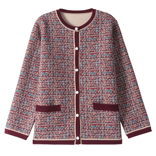 妈妈款冬装小香风外套2025新款中老年女装秋冬时尚加绒加厚上衣服