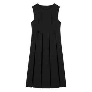 图曼朵黑色背心裙女夏季通勤正装连衣裙复试套装教师教资面试长裙