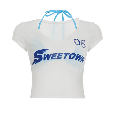 美式复古字母印花两件套短袖T恤