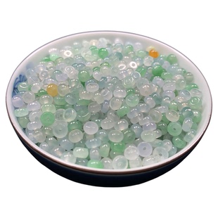 九九翡翠天然缅甸A货三彩算盘珠散珠DIY手串项链直播链接私拍无效