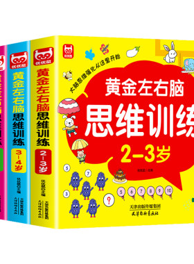 全4册左右脑思维启蒙训练绘本2-3-4-5-6岁儿童逻辑思维训练书幼儿数学启蒙早教书学前全脑开发练习册专注力幼儿园小中大班益智书籍