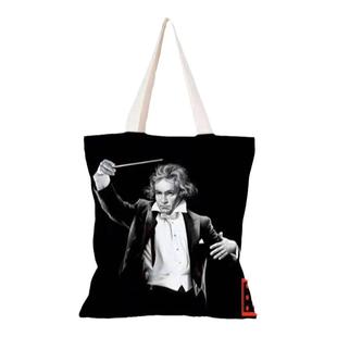 乐谱背包 音乐家 贝多芬 德国骑熊士手提袋 书包 帆布带拉链内兜