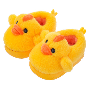 儿童棉拖鞋卡通软底小鸭子2025新款包跟中小童男孩毛毛绒宝宝棉鞋