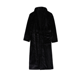 口碑复活 RooMance汝曼司 明星同款黑色双面加厚法兰绒长款睡袍冬