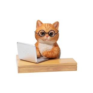 JXK 摸鱼猫咪橘猫雕像治愈手办仿真模型手工办公桌面工位摆件礼物