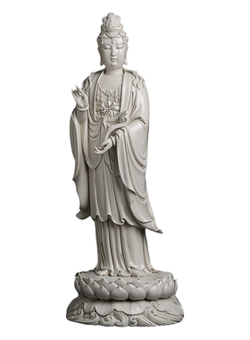 戴玉堂林政国陶瓷摆件《立莲台文殊菩萨草木灰》家用普贤佛像供奉