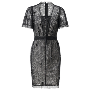 【奥莱】MAXRIENY法式复古蕾丝连衣裙绣花优雅赫本风裙子