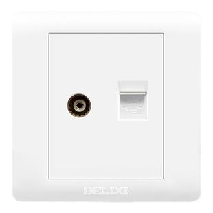 德力西86型电视电话插座家用有线电视和电话组合面板暗装墙壁开关