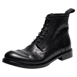 DREAMBOX钧博石洗马皮高帮男靴2025秋冬新款英伦风舒适马丁靴