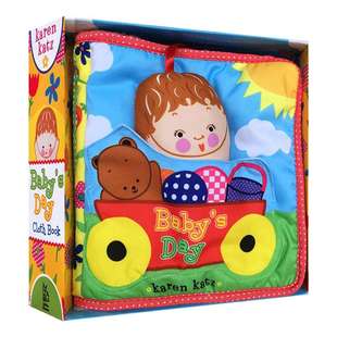 Baby's Day Rag Cloth Book 英文原版 布书触摸书 宝宝学习玩乐亲子互动游戏书籍 Karen Katz 卡伦卡茨 英文版进口英语书儿童图书