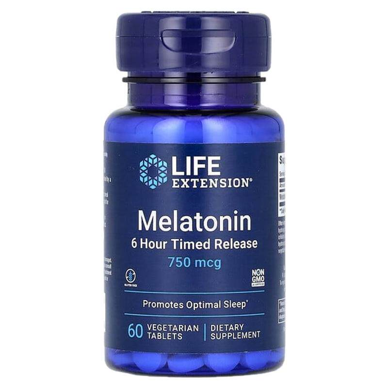 美国褪黑素0.75毫克6小时缓释片原装Life Extension整夜安睡睡眠