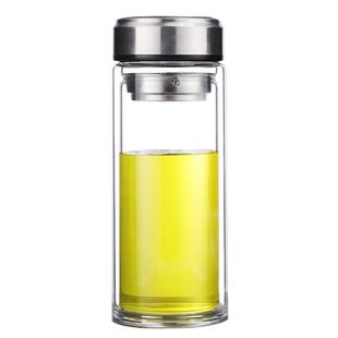 大容量双层玻璃杯家用泡茶杯子男女隔热防摔便携车载水杯茶水分离