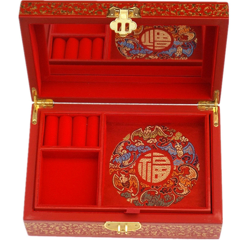推光漆器梳妆盒漆器结婚小首饰盒