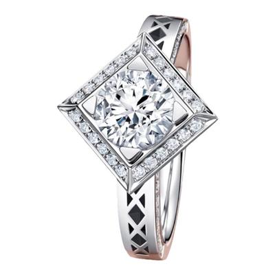 DR求婚钻戒卢浮宫菱形花纹1克拉